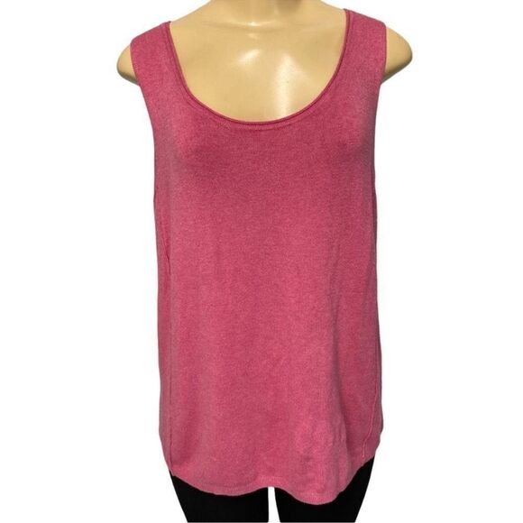 EILEEN FISHER Italian yarn rose pink knit Tank Top Size large - Picture 1 of 5